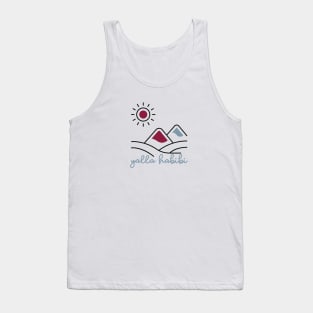 yalla habibi - mountain, sun landscape - maroon red and blue Tank Top